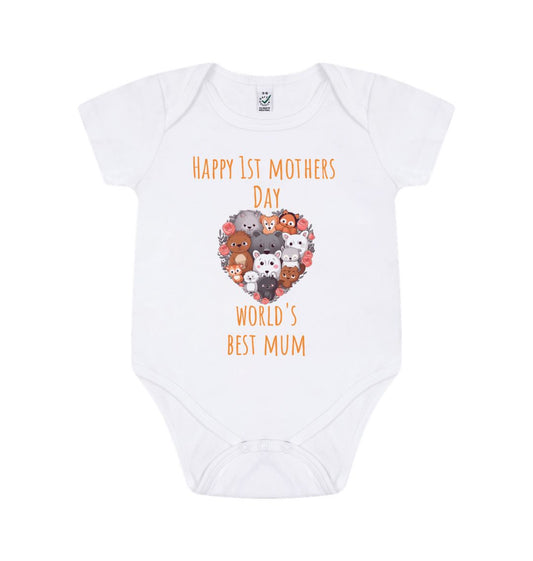 White 1st Mother's day - Baby grow